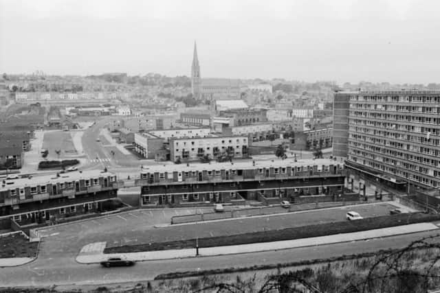 Derry's Bogside in the mid 1970s at the height of the Troubles.