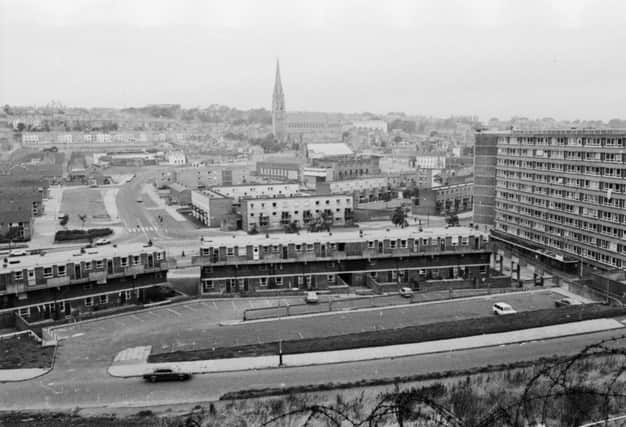 Derry's Bogside in the mid 1970s at the height of the Troubles.