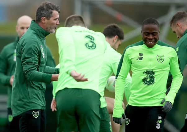Republic of Ireland Assistant Manager Roy Keane and Michael Obafemi