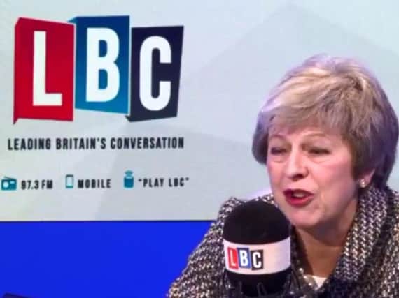 British Prime Minister pictured answering Derry man, Michael's question on the Nick Ferrari show on LBC. (Video/Image courtesy of LBC)