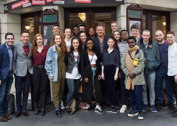 Hugh Bonneville, centre, with members of the NYT West End REP company (Picture by Andrew James)