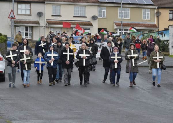 Relatives leading the 46th Bloody Sunday anniversary march and rally.