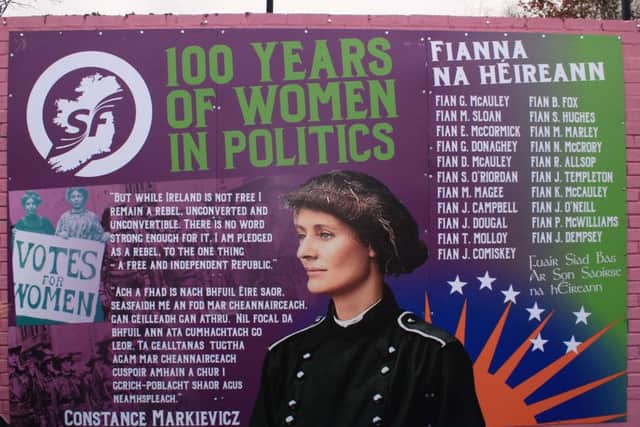 The mural celebrating 100 years of women in politics.