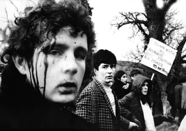 Balbane Pass man, Billy Campbell, pictured in foreground, sustained head injuries at the People's Democracy march at Burntollet, January 1969.
