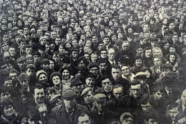 A section of the 3,000 strong crowd in Guildhall Square.