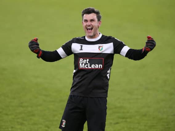 Glentoran goalkeeper Elliott Morris netted in the first half.