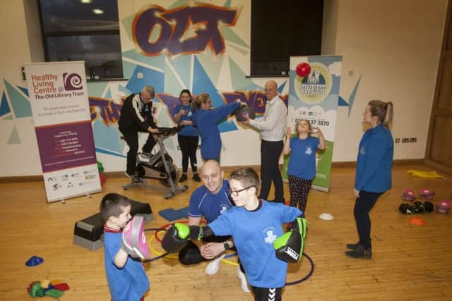 SWEET PROJECT 2019. . . .Group pictured at the Old Library Trust, Creggan this week at the launch of the SWEET Programme 2019 for a Healthier Family Life. Included are George McGowan, Director, OLT, Daniel â¬ÜPintaâ¬" Quigley, Instructor and Aoibhin Kelly, Healthy Lifestyle Co-Ordinator, OLT with members of the Coyle and Deery families, who will also be taking part. They include mum Joanne Coyle with Jack (10), Megan (8) and Matthew (5) and dad Colm Deery with daughter Kaycee (11). The programme will officially start on Friday, 30th January at 4.00pm in the Old Library Trust. (Photo: Jim McCafferty Photography)