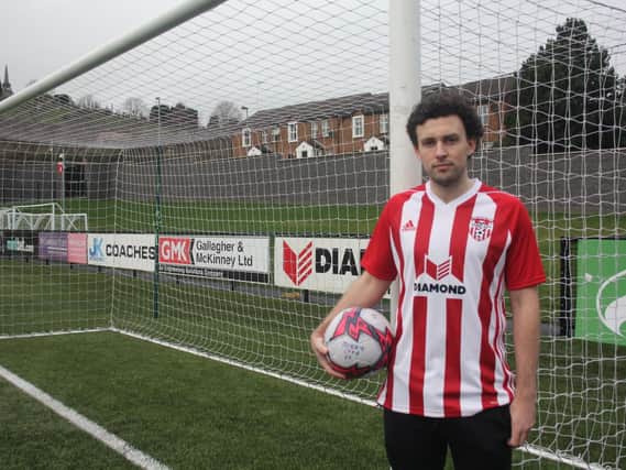 Barry McNamee pictured at Brandywell Stadium after signing a new one year deal with Derry City.