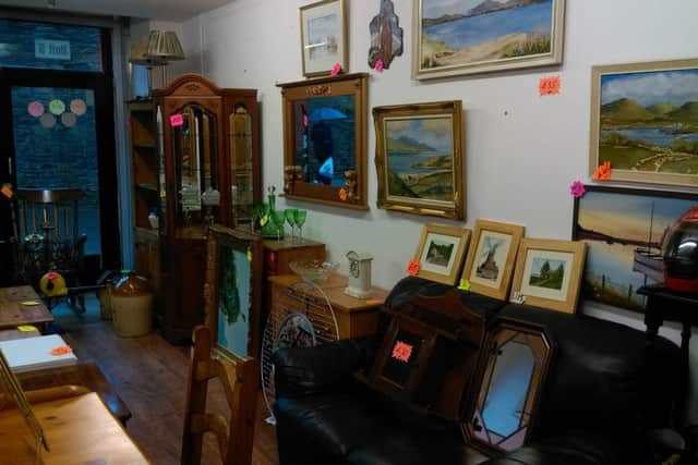 Some of the goods for sale in the second-hand shop at Union Hall Place. The proceeds of the shop are being used to help fund the counselling service.