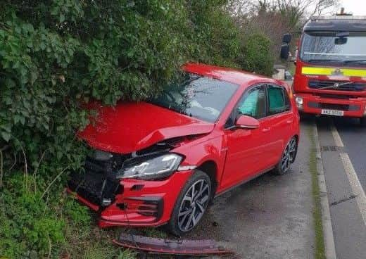 PSNI photo of the scene of the crash at Buncrana Road.