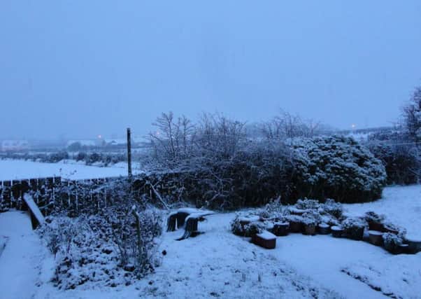 A snowy scene in Carndonagh this morning.