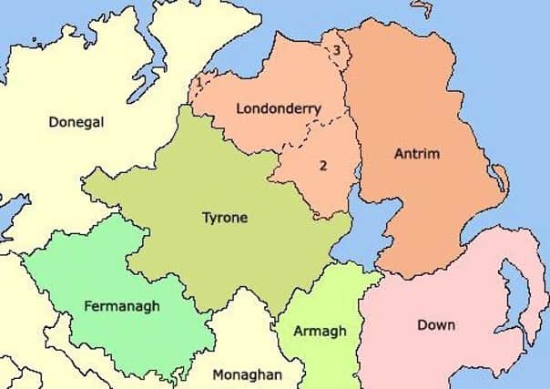 The counties of the north of Ireland (Picture by en.wikipedia.org/wiki/User:Mabuska)