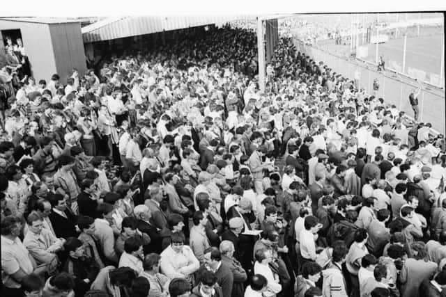 The large support which watched Derry City's first game in the League of Ireland against Home Farm at Brandywell in 1985