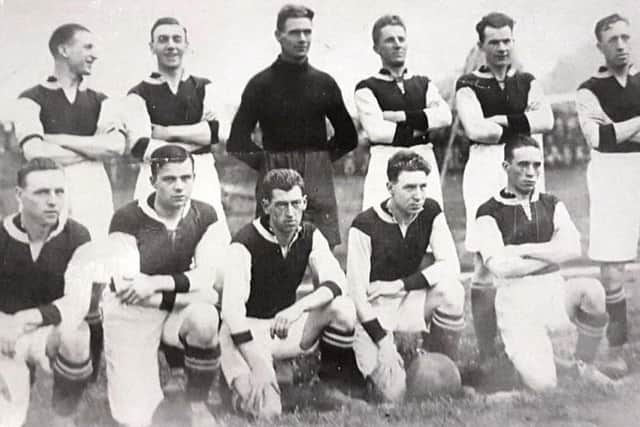 The Derry City team ahead of the club's first ever competitive game in 1929.