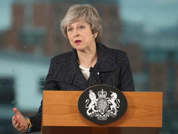 Prime Minister Theresa May speaking in Belfast on Tuesday. (Photo: P.A.)