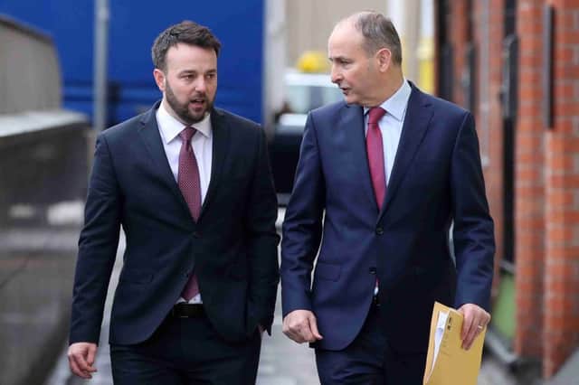 SDLP's Colm Eastwood MLA and Fianna Fail's Micheal Martin TD pictured together last month.