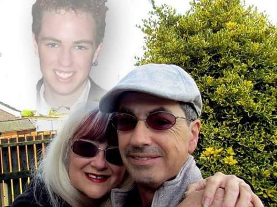 Constance Jordan, with her late husband Martin, and, inset, her late son, Andrew.