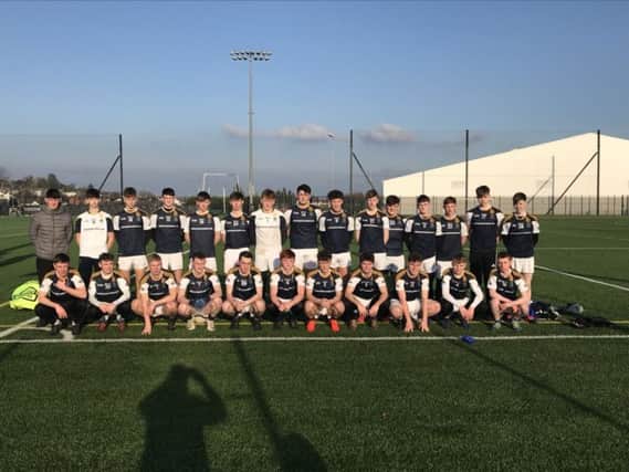 The St. Columb's College panel pictured before their Markey Cup semi-final victory on Friday.