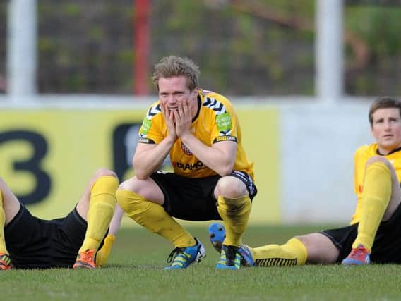 Derry City's Simon Madden and Patrick McEleney pictured after the club's penalty shootout defeat in the Setanta Cup Final.