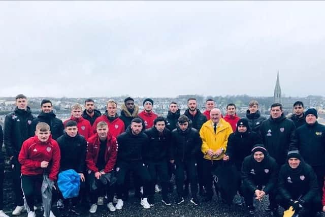 The Derry City team pictured following their Tour of the City Walls.