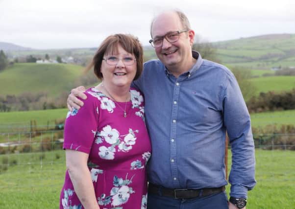 Supporting the Western Trust's Organ Donor Campaign as part of Valentines Day 14 February 2019 are two heart transplant recipients June Craig and Stephen Kee.