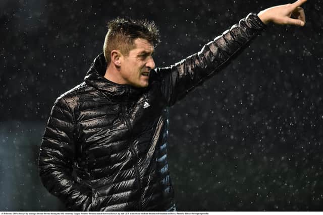 Declan Devine made a successful return to the Brandywell dugout on Friday night,