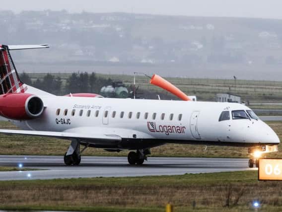One of Loganair's Embraer jets.