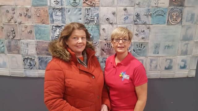 Sinn Féin Councillor Patricia Logue with Jacquie Loughrey, The Education and Prevention Officer at The Pink Ladies Cancer Support Group