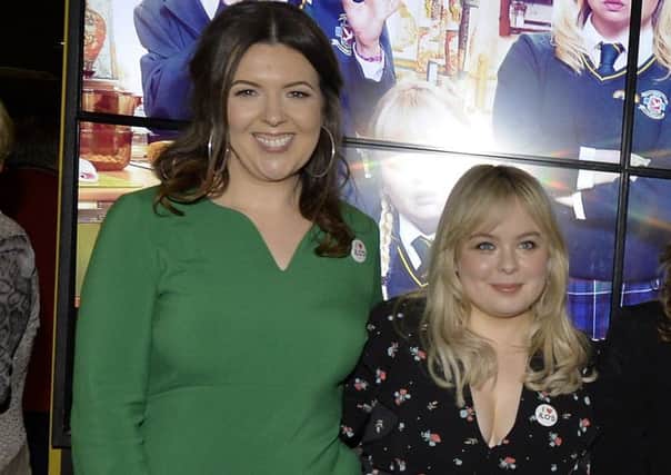Lisa McGee with Nicola Coughlan at the Derry Girls Season 2 premiere recently at the Strand Road Omniplex in Derry.