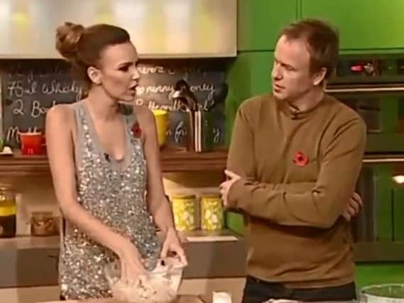 Nadine Coyle appearing on Sunday Brunch with Tim Lovejoy back in 2010.
