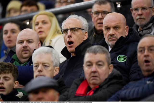 Ireland boss, Mick McCarthy watches on from the Jodi Stand.