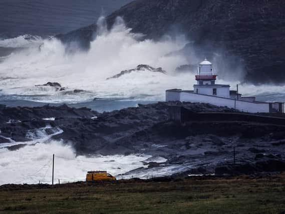 Valentia Island Lighthouse, Cromwells Point, Co. Kerry, during Storm Eleanor in 2018. (Photo: Valerie O'Sullivan)