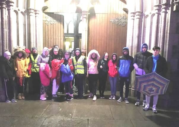 Some of the young people gathered at the Cathedral on Friday night.