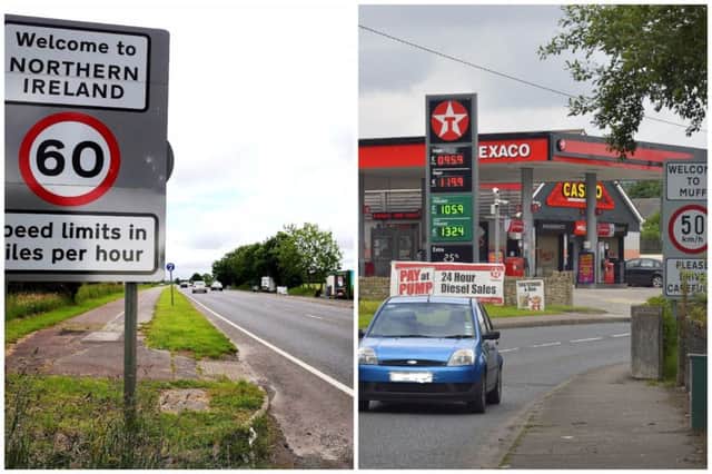 The Derry-Donegal border at Bridgend and Muff.