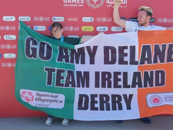 Derry girl, Amy Delaney celebrates winning gold at the World Games in Abu Dhabi