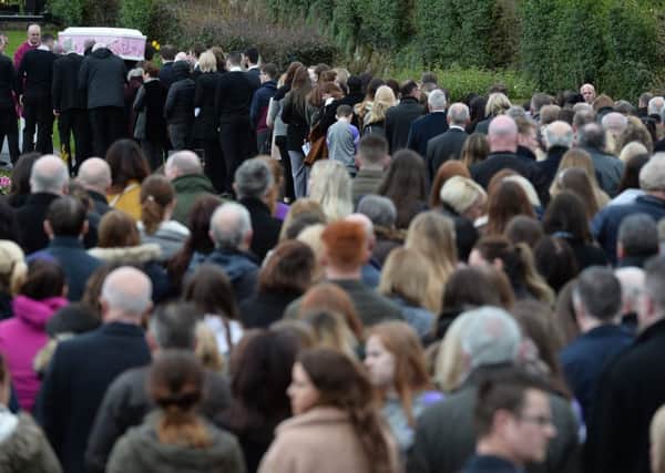 PACEMAKER BELFAST  22/03/2019
Friends and family of teenager Lauren Bullock attend her funeral in Donaghmore this morning. Lauren and two others were killed in a tragic accident at the Greenvale Hotel on St Patricks night.
Photo Colm Lenaghan/Pacemaker Press