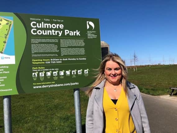 Councillor Sandra Duffy at Culmore Country Park.
