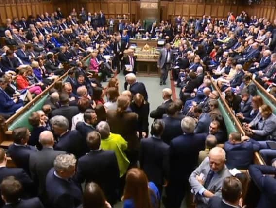 The incident happened only yards away from M.P.s debating inside the House of Commons.