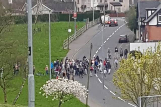 A large group of youths approaching the area. Photo courtesy of eyewitness.