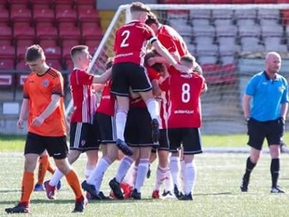 Derry City U17's celebrate their win over Bohemians/SKB side. Picture by The Jungle View