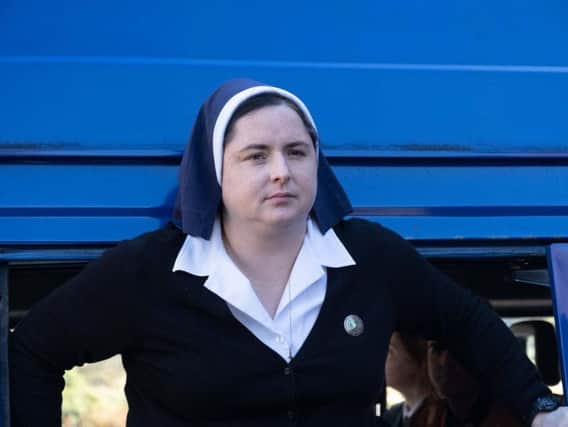 Irish actress, Siobhn McSweeney, who plays nun, Sister Michael, in award winning Channel 4 comedy series, Derry Girls. (Photo: Channel 4)