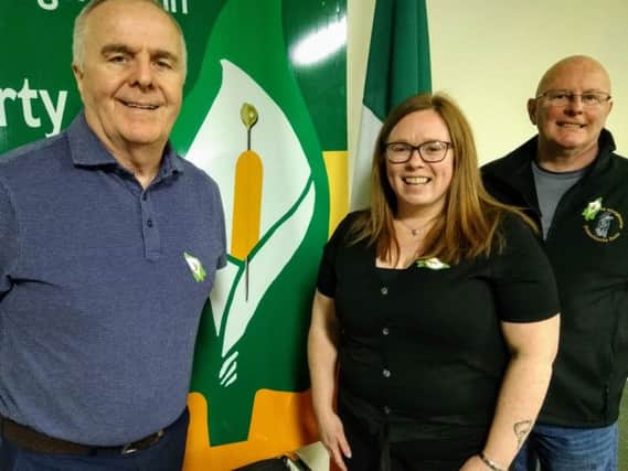Foyle MLA Raymond McCartney and Colrs Sharon Duddy and Kevin Campbell launching the 2019 Easter Lily campaign