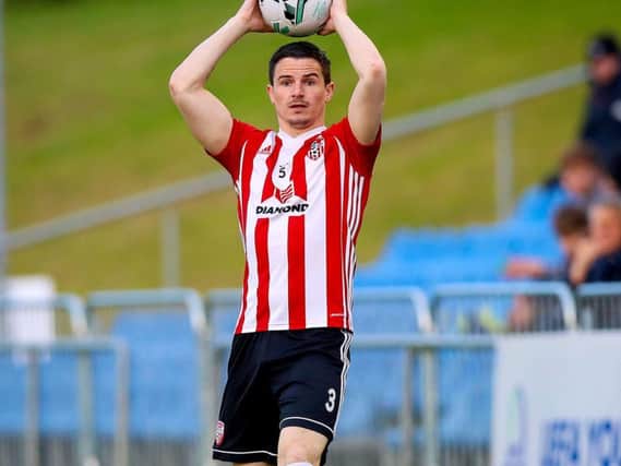 Derry City defender, Ciaran Coll was injured after a tackle by Colm Deasy.