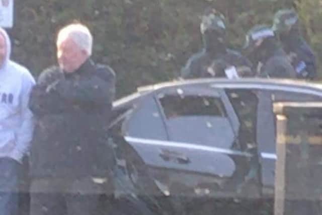 The Saoradh chairman Brian Kenna during the stop-and-search in Dungiven.