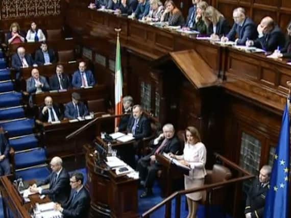 Nancy Pelosi addressing the Oireachtas.