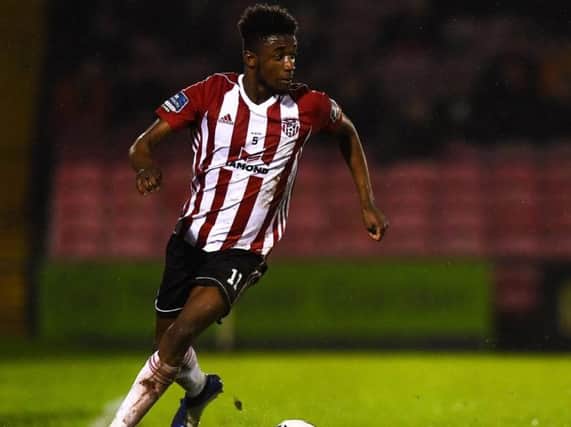 Junior Ogedi-Uzokwe went close for Derry City in the first half.