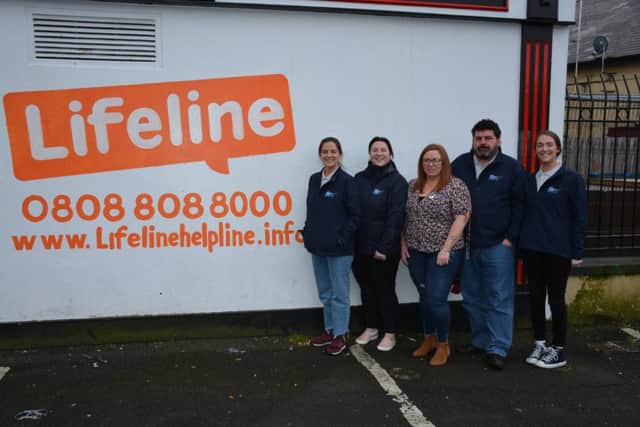 Local Sinn Féin Councillor Sharon Duddy with Claire Maguire (second from left) with staff from from Youth Engagement Service.