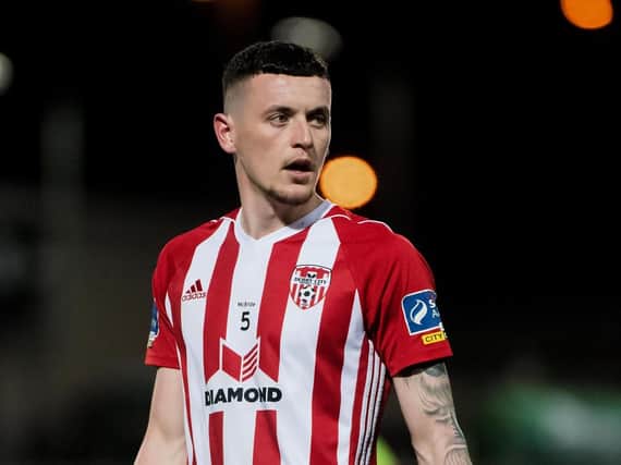 David Parkhouse fired home Derry City's opener at Waterford on Monday.