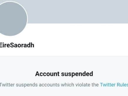 A screenshot of the suspended account on Twitter.