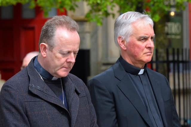 Archbishop Eamon Martin and Fr Michael Canny attending the vigil for Lyra McKee.					         DER1719GS-031